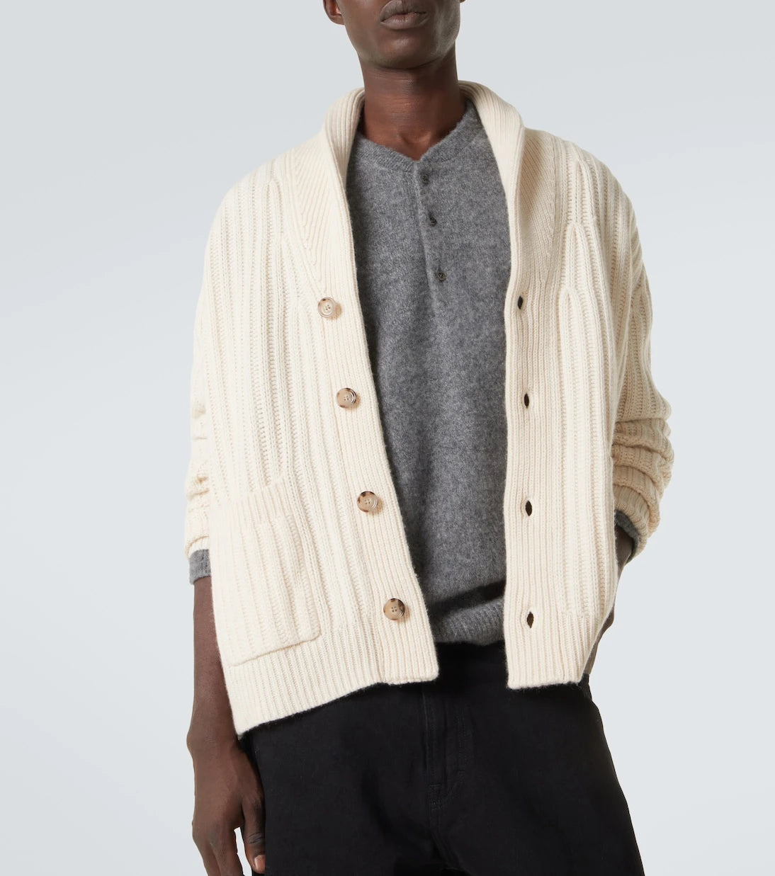 Allude - Ribbed-knit wool and cashmere cardigan