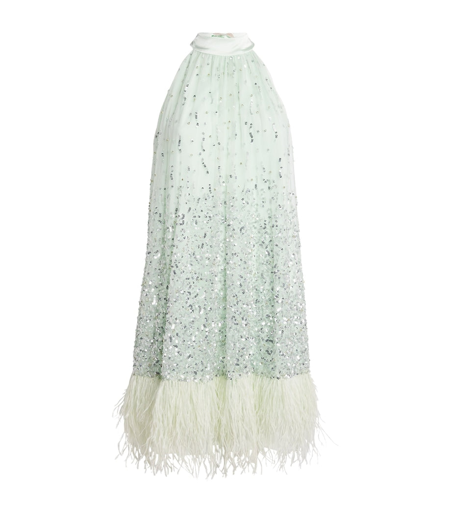 Alice+Olivia Green Embellished Erna Mini Dress