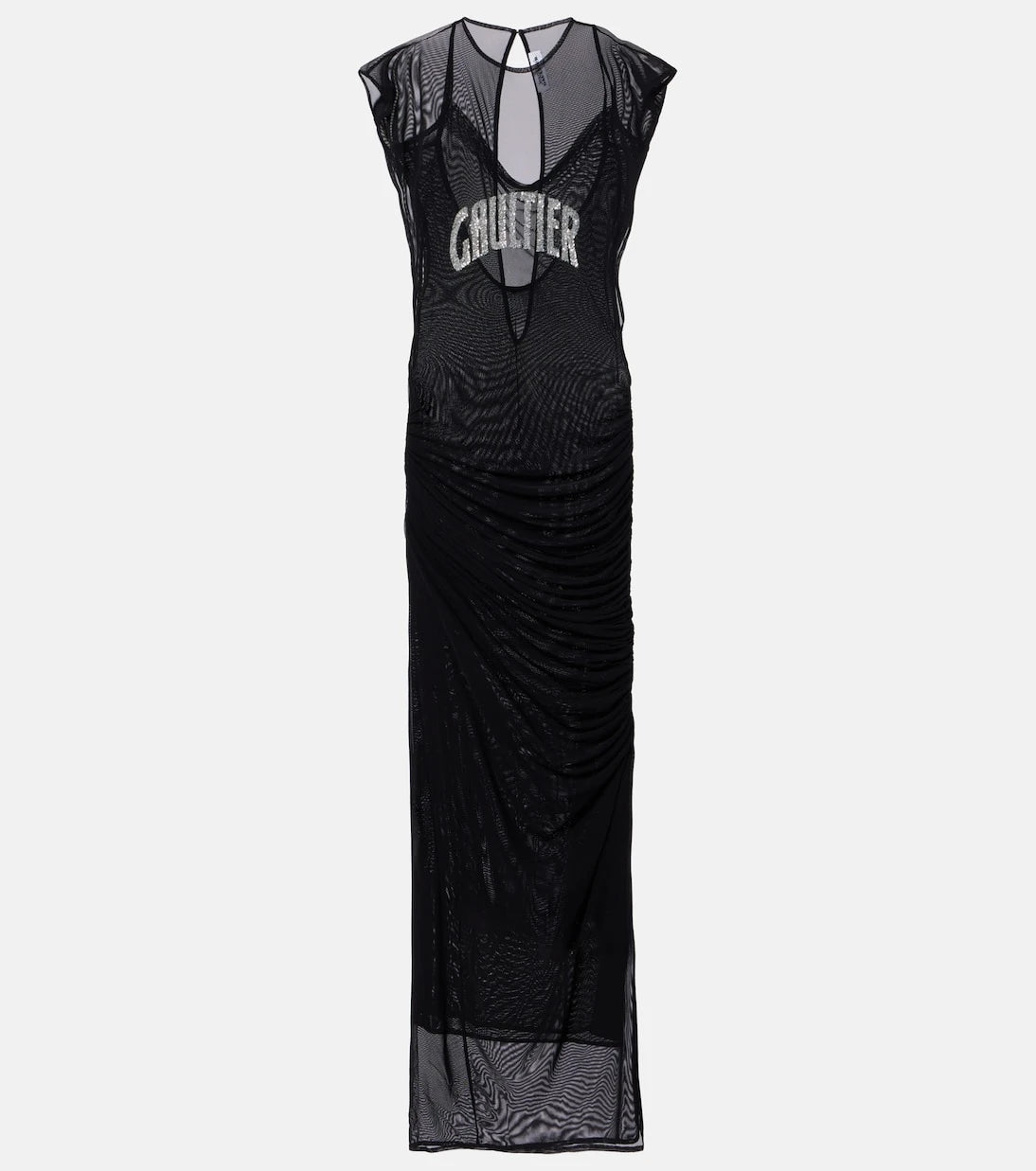 Jean Paul Gaultier - Logo sequined mesh maxi dress
