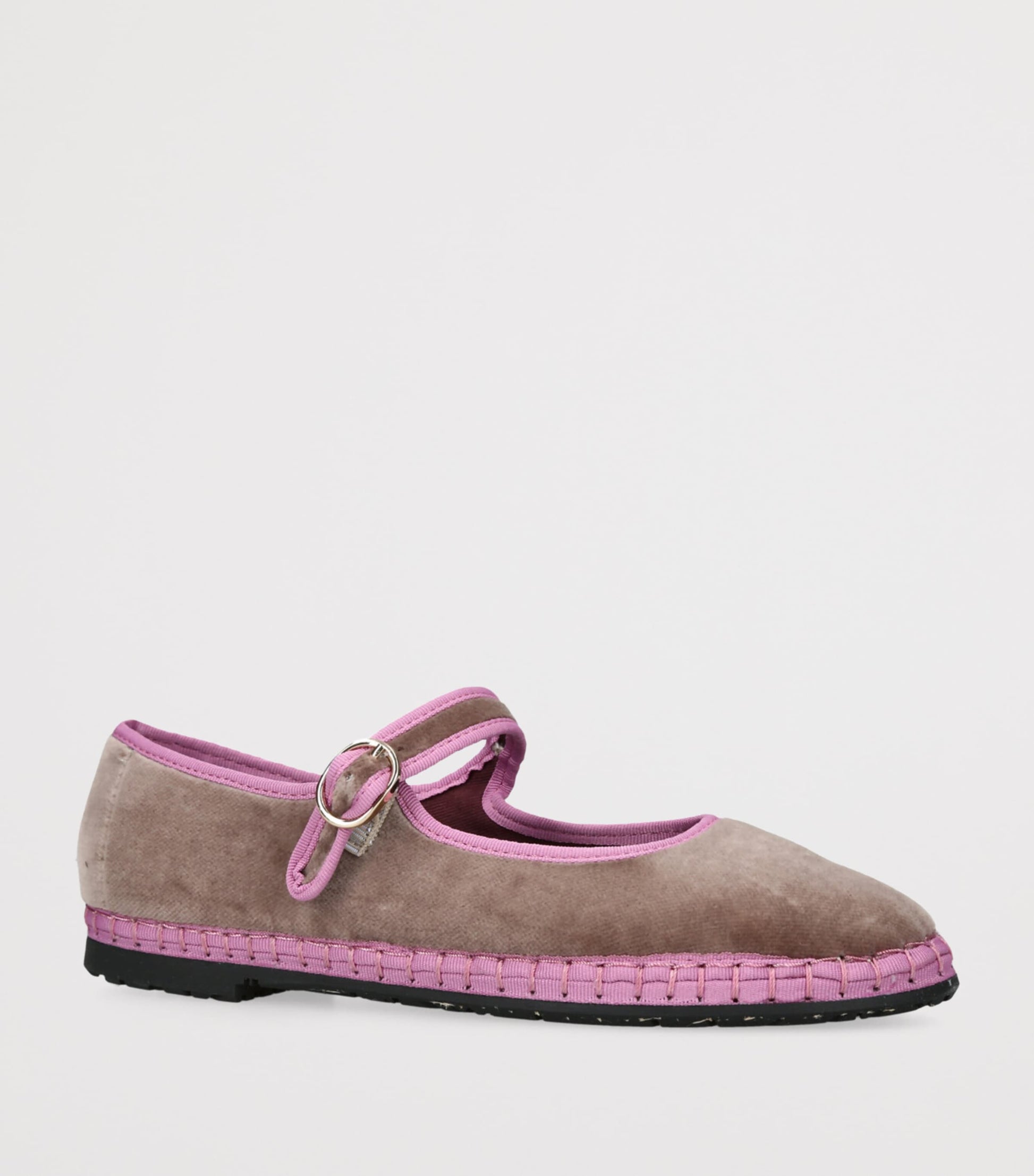Flabelus Beige Velvet Odiseo Mary Janes