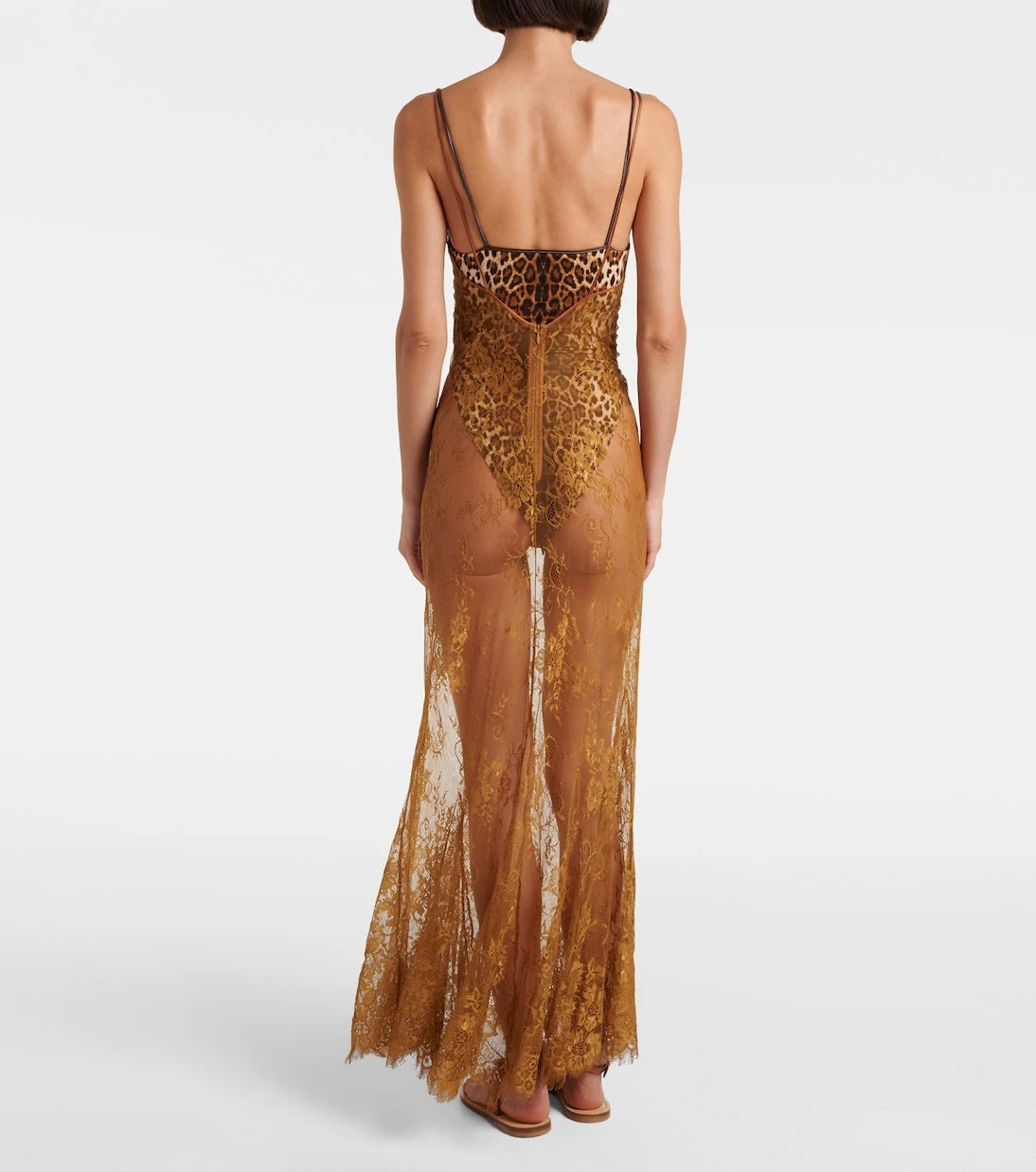 Jacques Wei - Silk-trimmed lace maxi dress