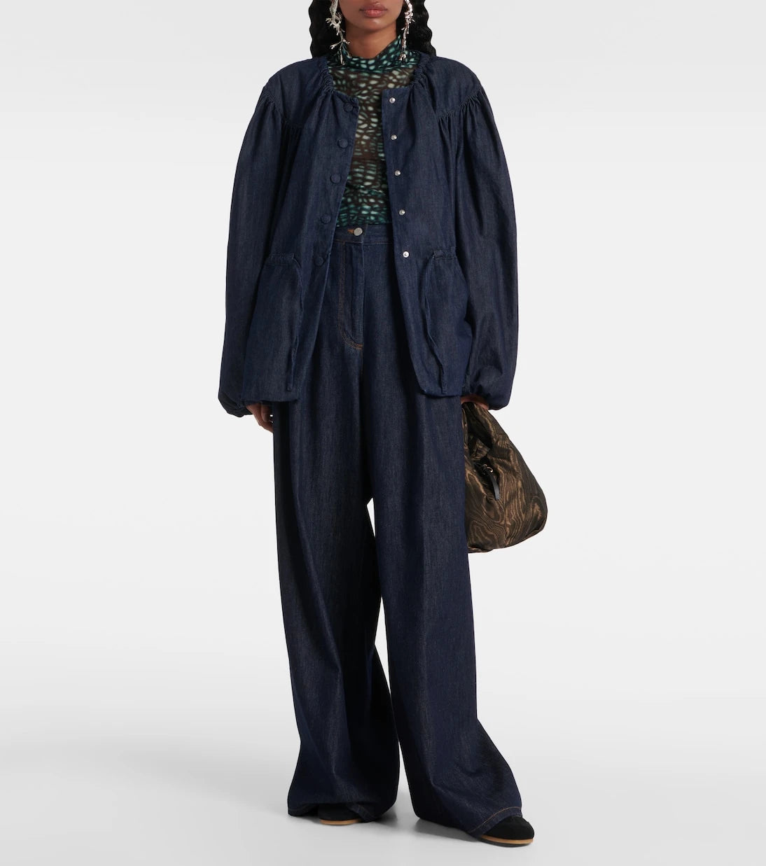 Dries Van Noten - Gathered denim blouse