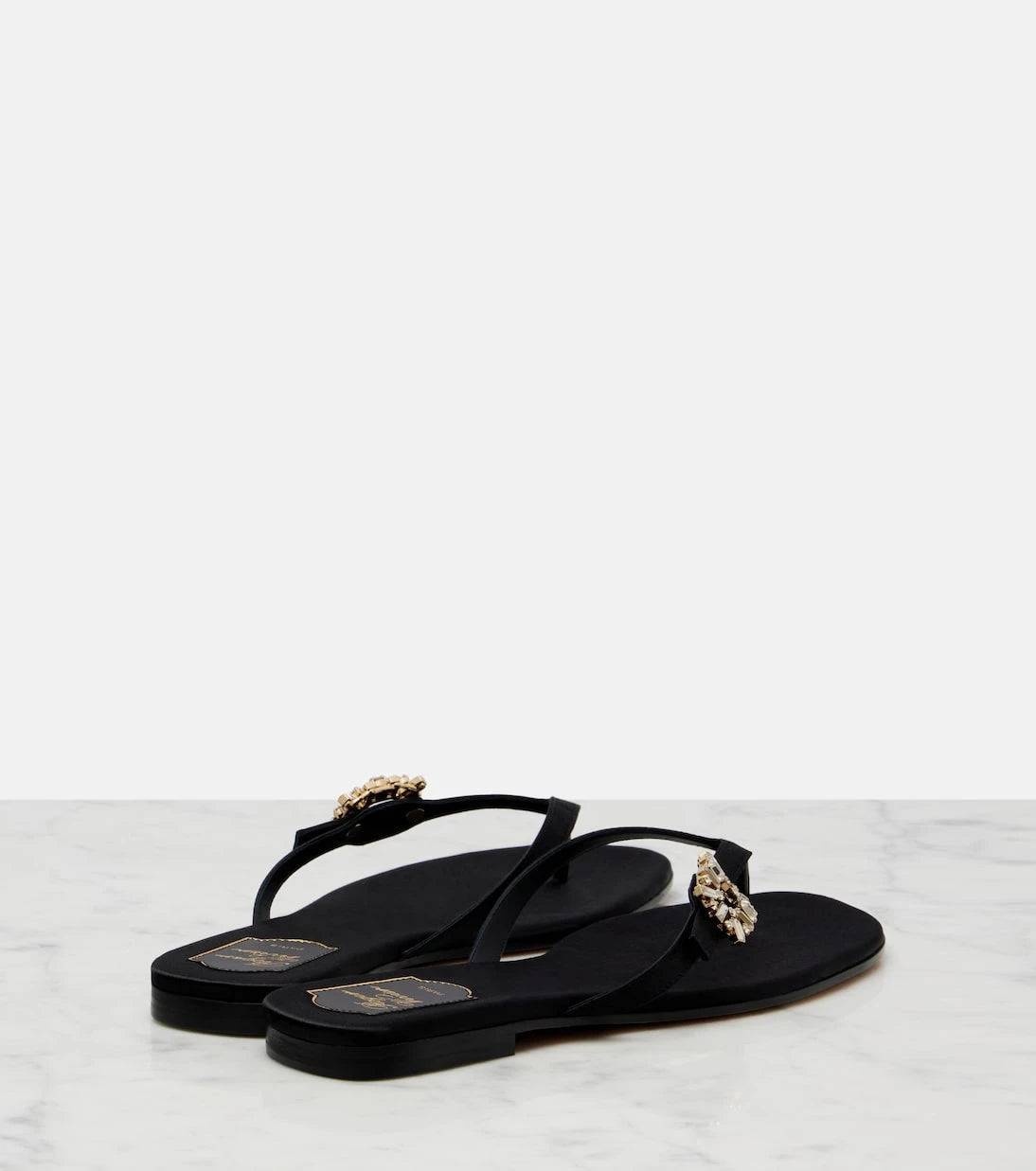 Roger Vivier - Embellished satin thong sandals