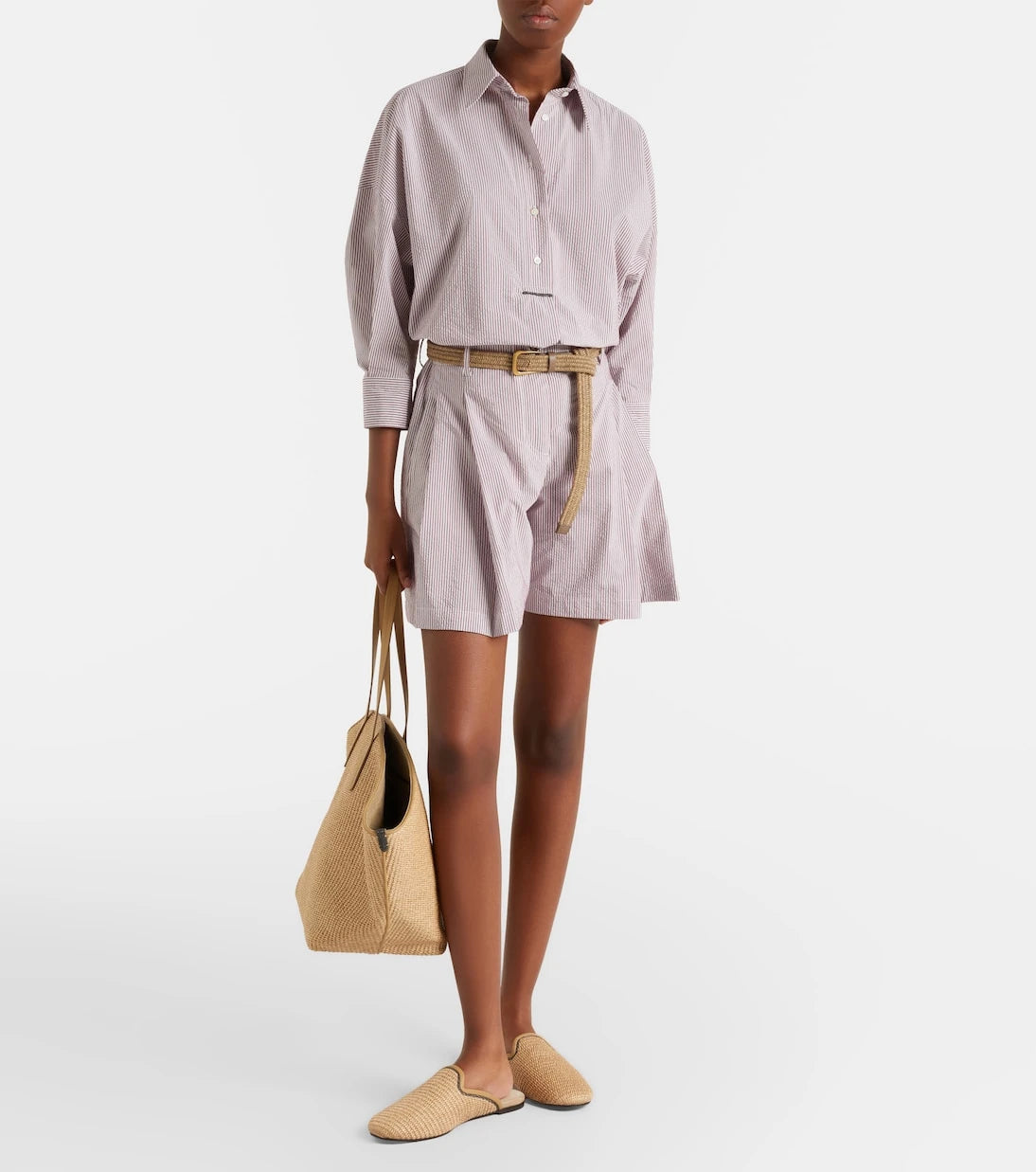 Brunello Cucinelli - Striped cotton-blend shirt
