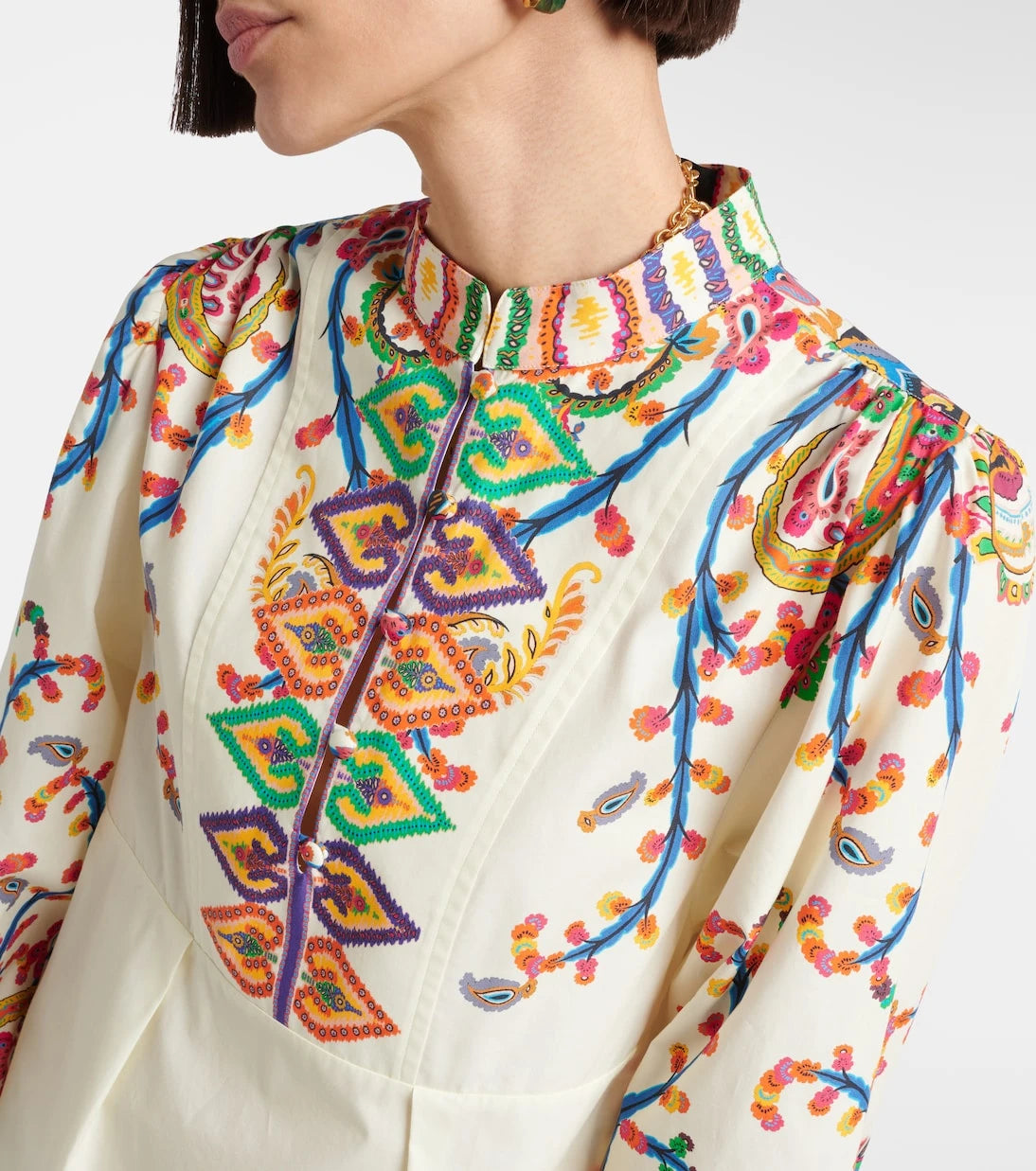 Etro - فستان قصير من القطن المطبوع