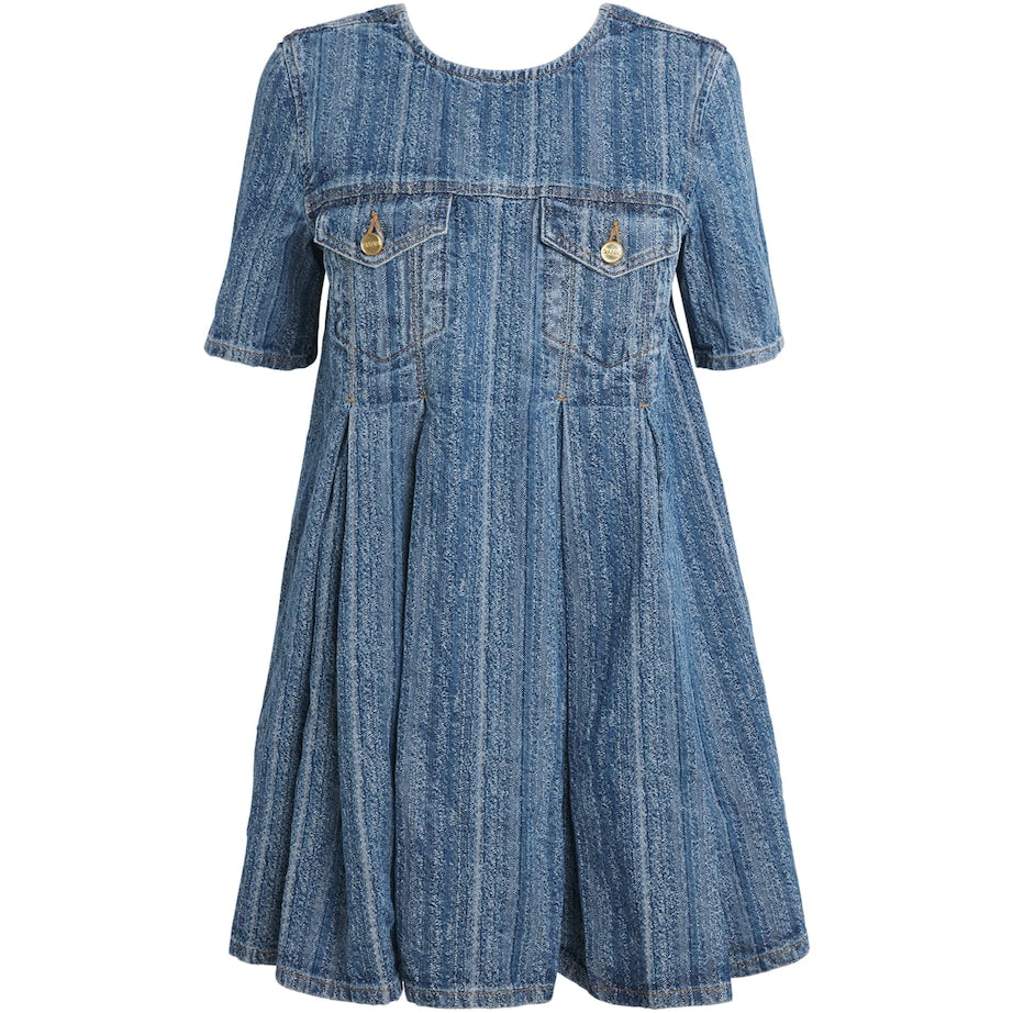 GANNI Blue Denim Open-Back Mini Dress