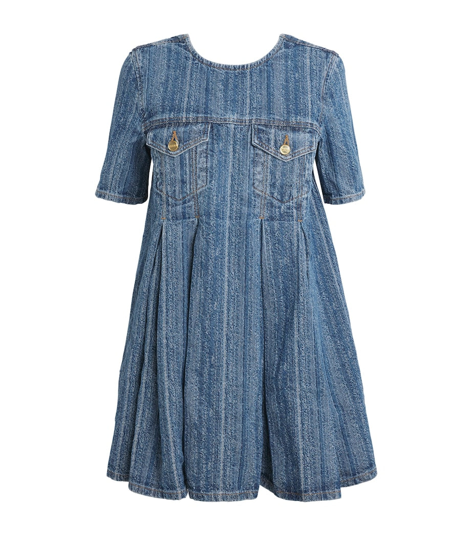 GANNI Blue Denim Open-Back Mini Dress