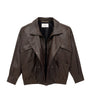 Brown Leather Bomber Jacket