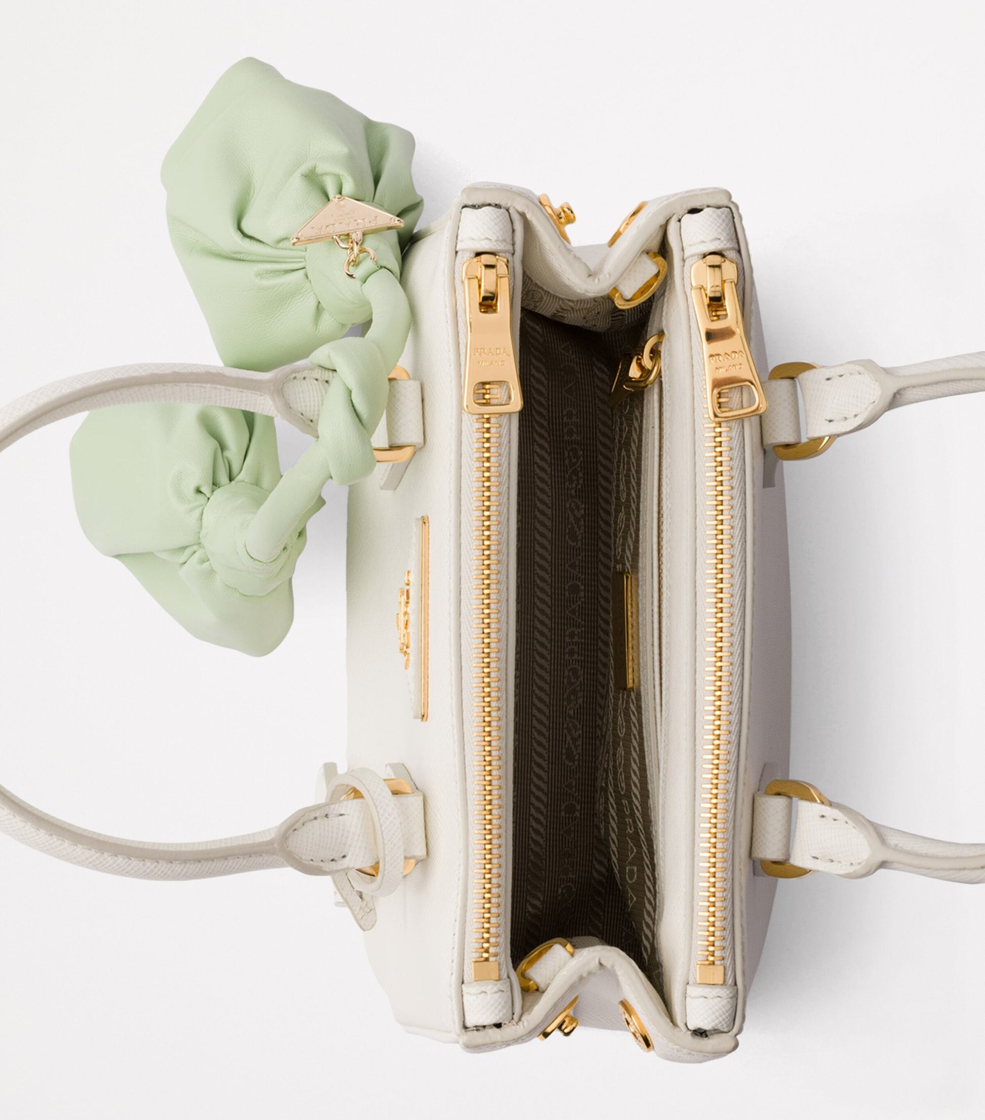 Prada White Mini Leather Galleria Top-Handle Bag