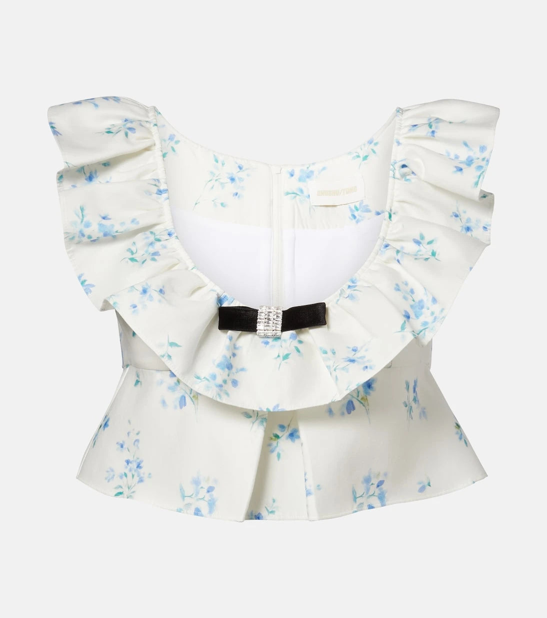 Shushu/Tong - Floral ruffled cotton and silk top