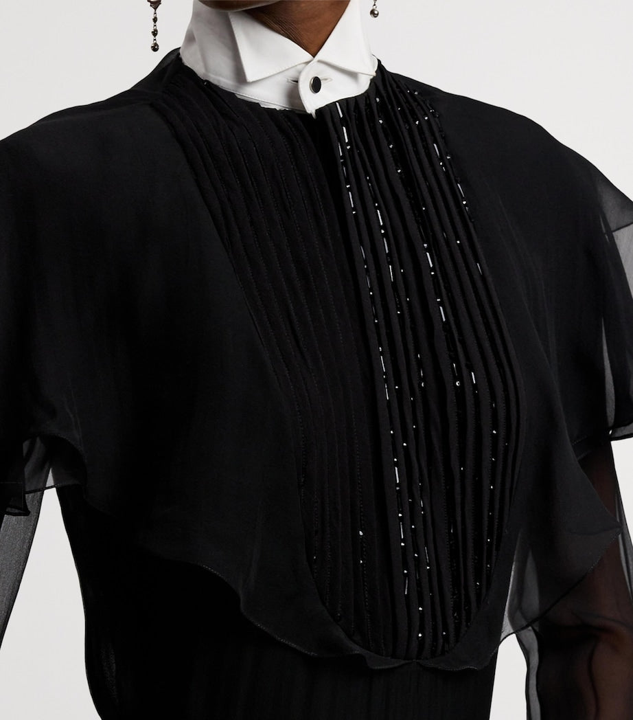 Ralph Lauren Collection Black Silk Chiffon Emala Evening Dress