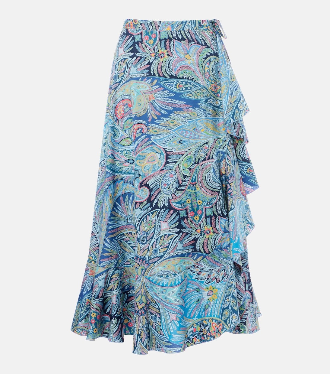Etro - Paisley ruffled cotton-blend midi skirt