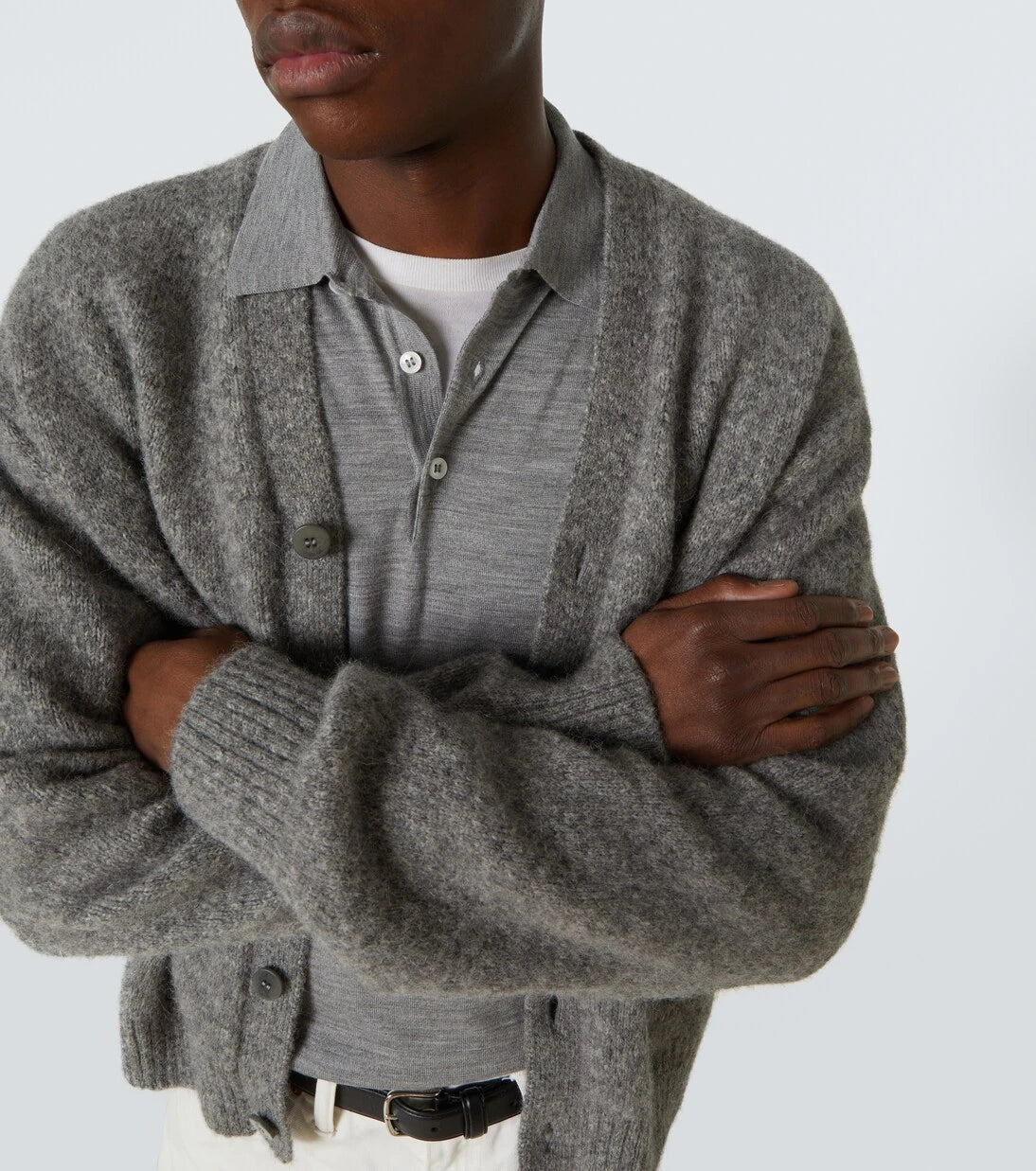 Lardini - Knitted wool, silk, and cashmere polo shirt