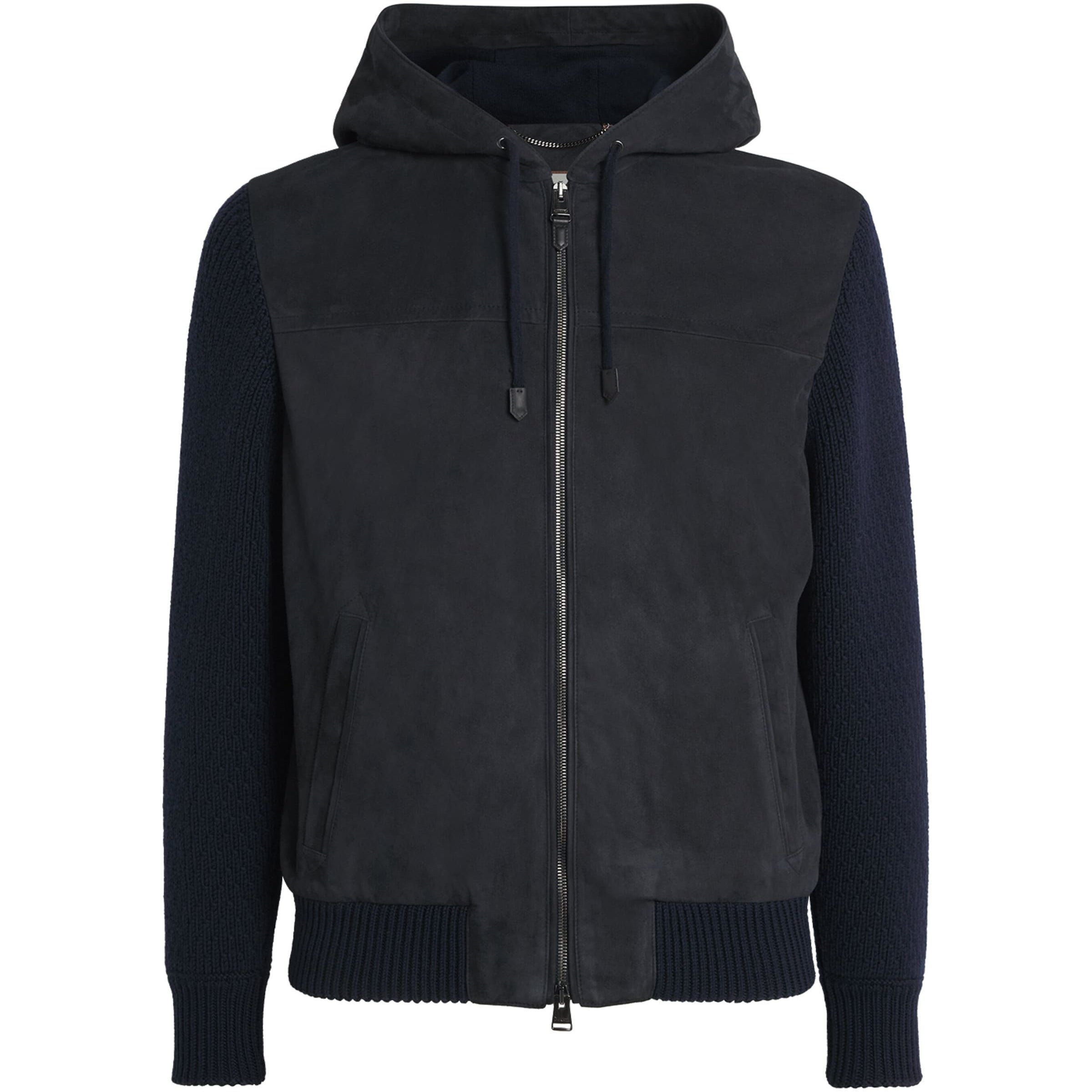 Canali Multi Suede-Wool Hooded Jacket