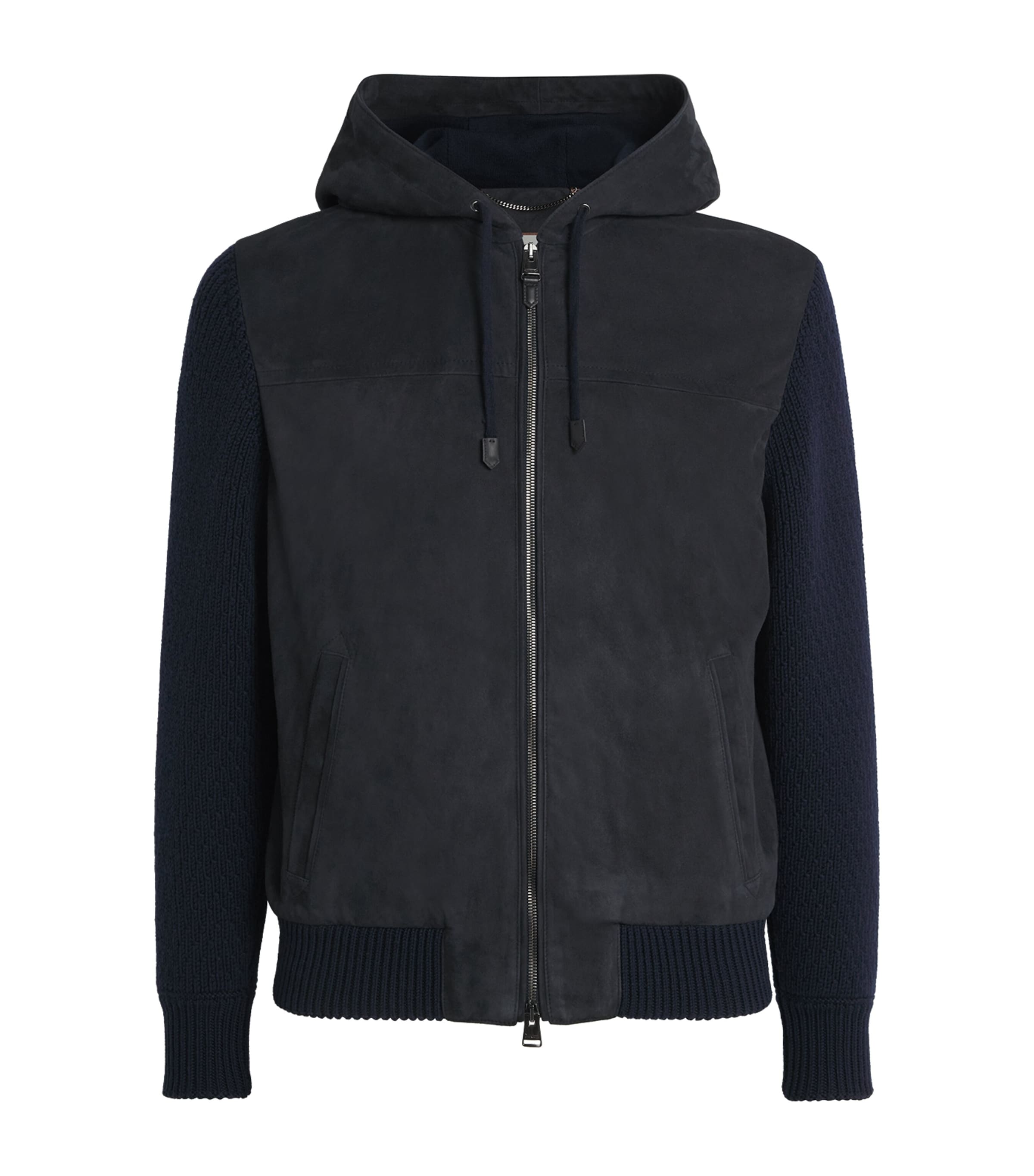 Canali Multi Suede-Wool Hooded Jacket