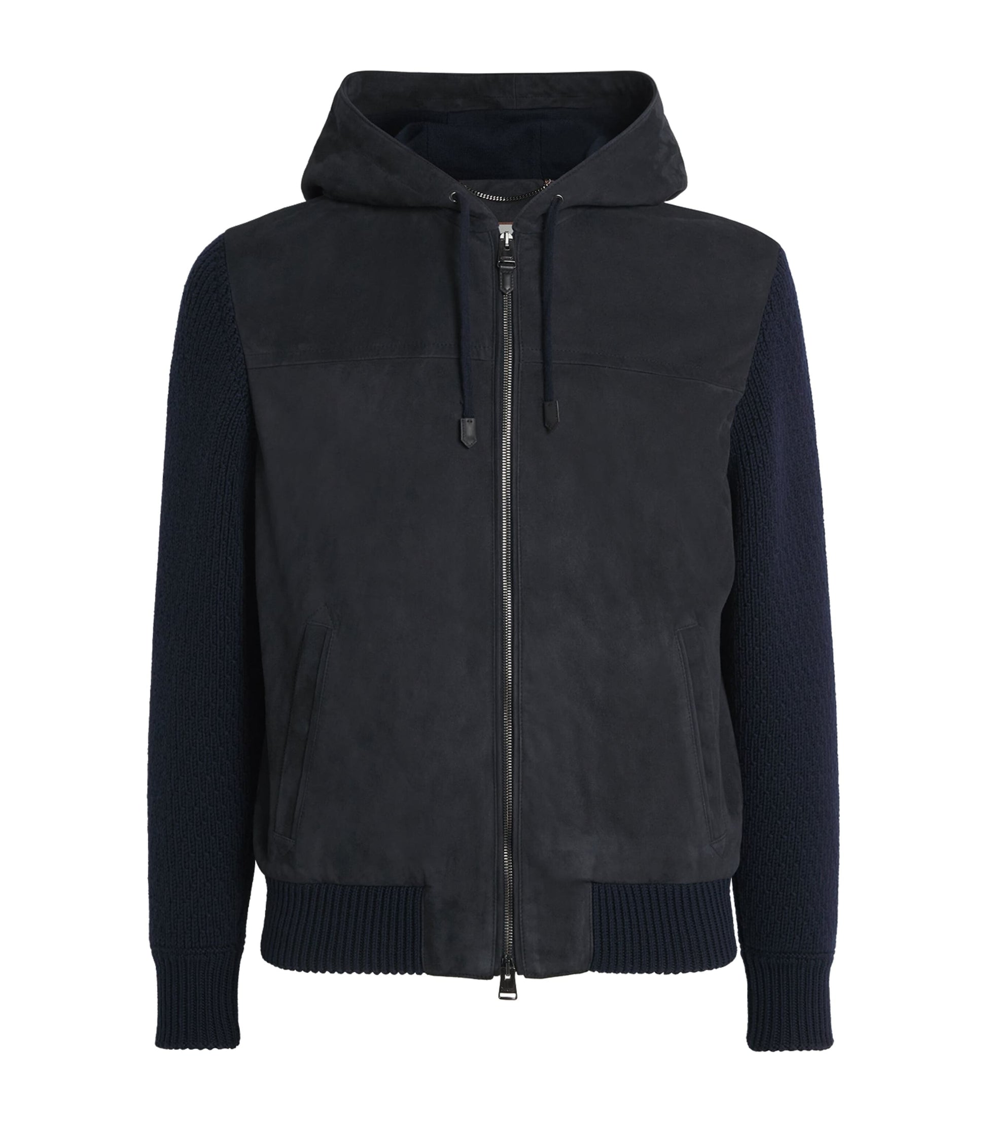 Canali Multi Suede-Wool Hooded Jacket