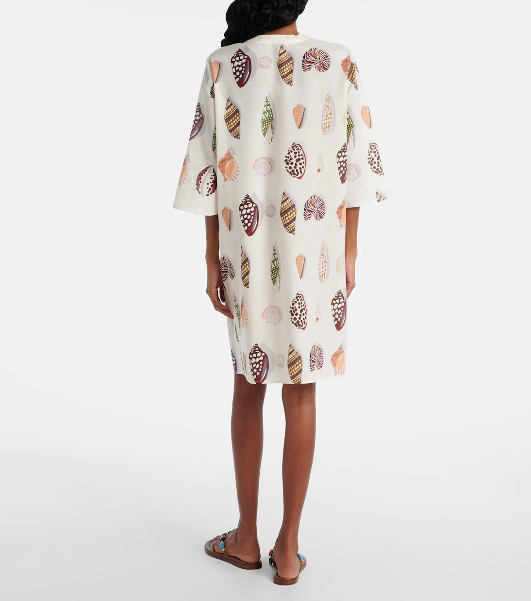 Eres - Creme printed coton and silk minidress