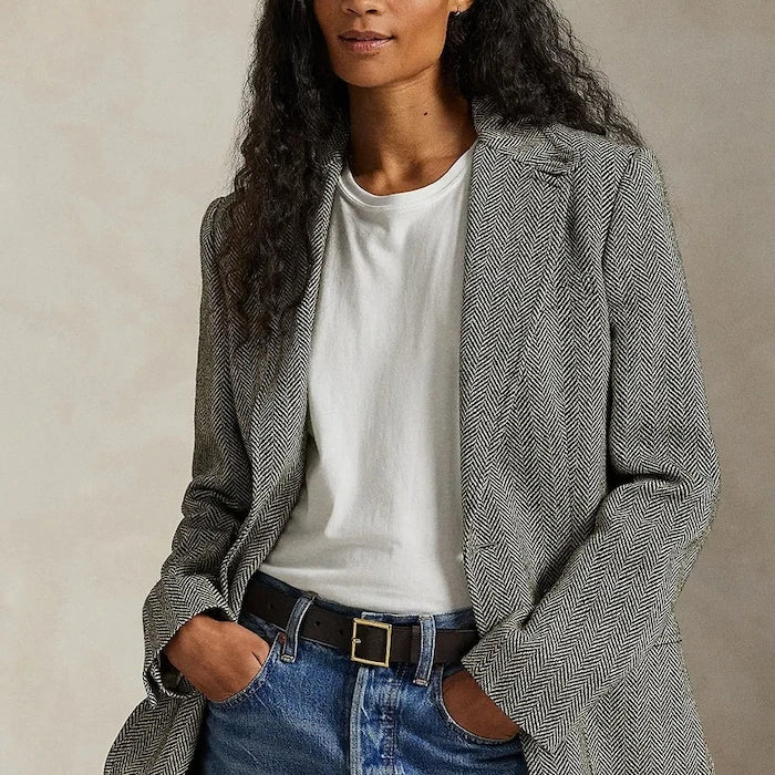 Polo Ralph Lauren kadın tek düğmeli keten ceket