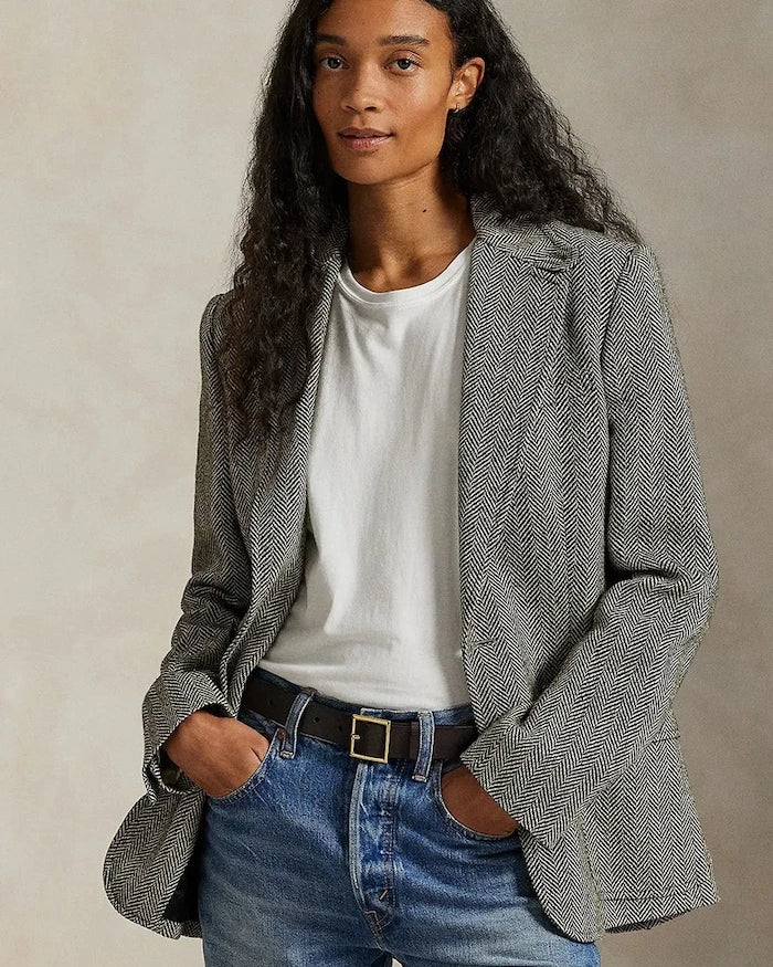 Polo Ralph Lauren kadın tek düğmeli keten ceket