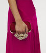McQueen Burgundy Silk Carnation Knuckle Clutch Bag