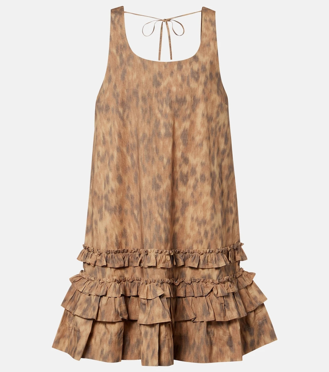 Ganni - Ruffled printed cotton minidress