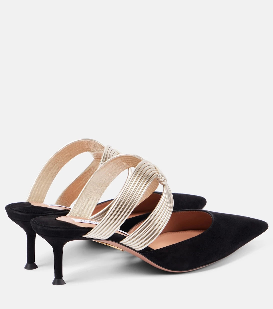 Aquazzura - حذاء ايسنسيا 50 مفتوح من الخلف من الشمواه