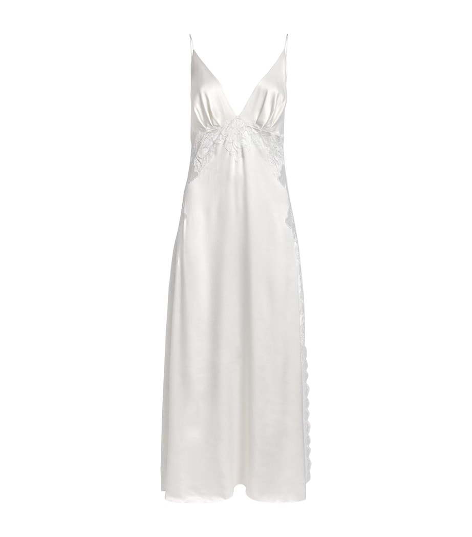Bocan White Lace-Trim Slip Dress