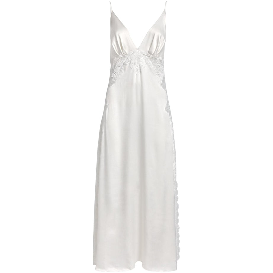 Bocan White Lace-Trim Slip Dress