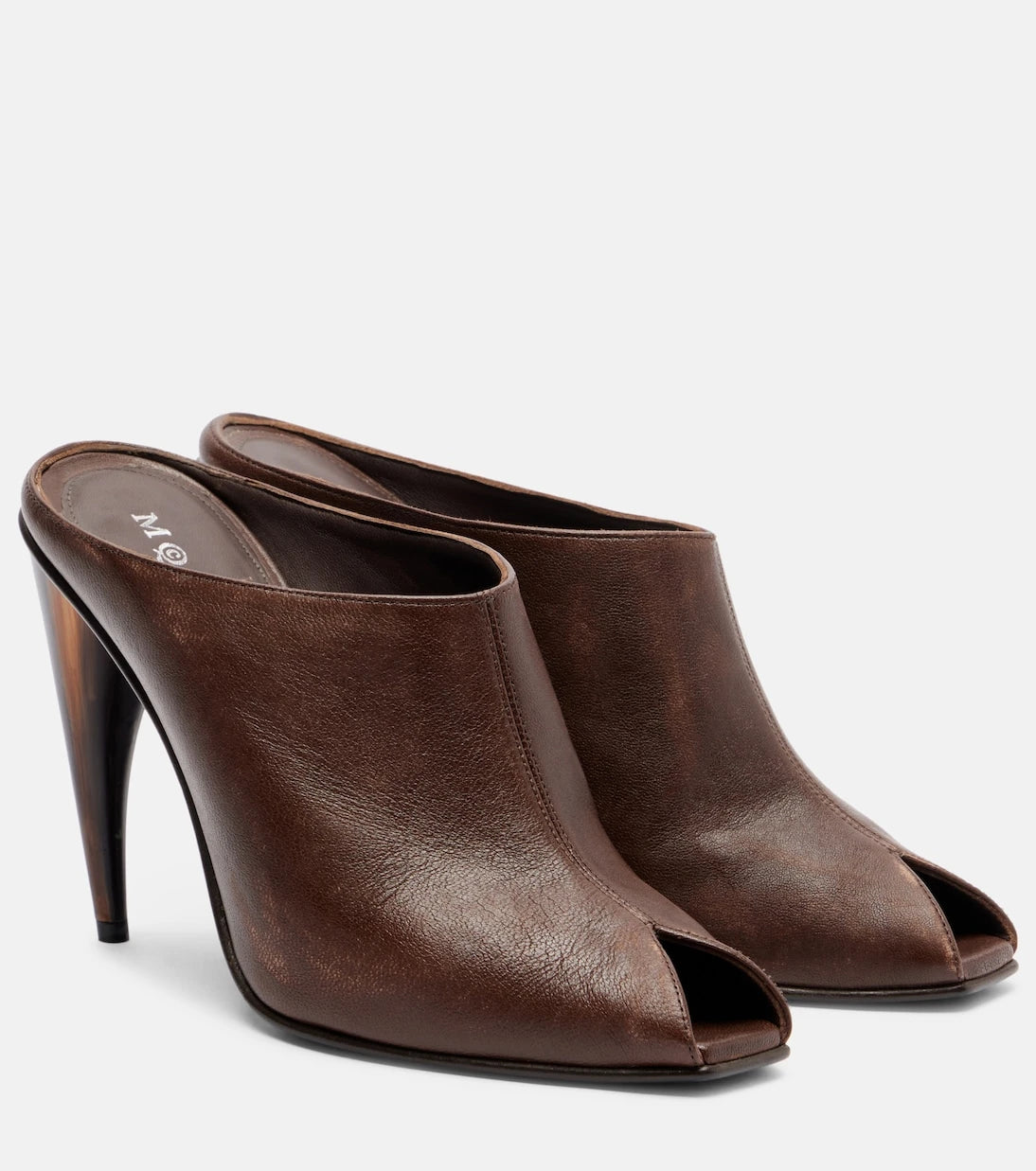 McQueen - Horn leather mules