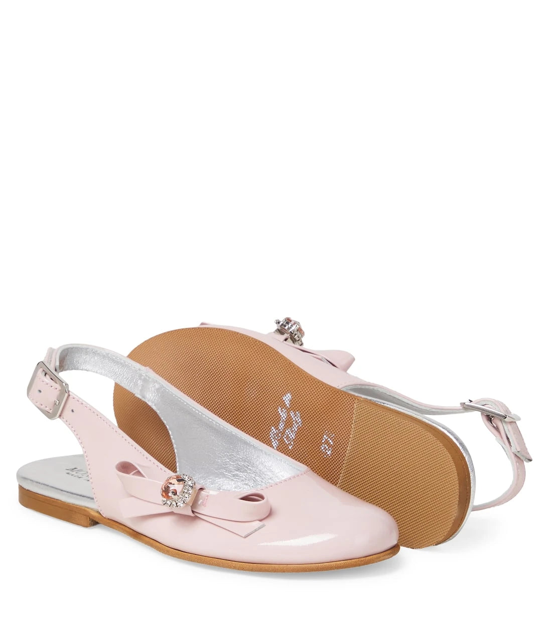Monnalisa - Embellished leather slingback ballet flats