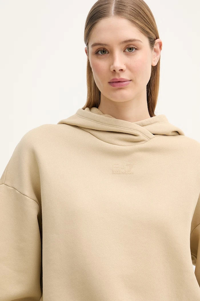 EA7 Emporio Armani kapüşonlu kadın pamuklu sweatshirt