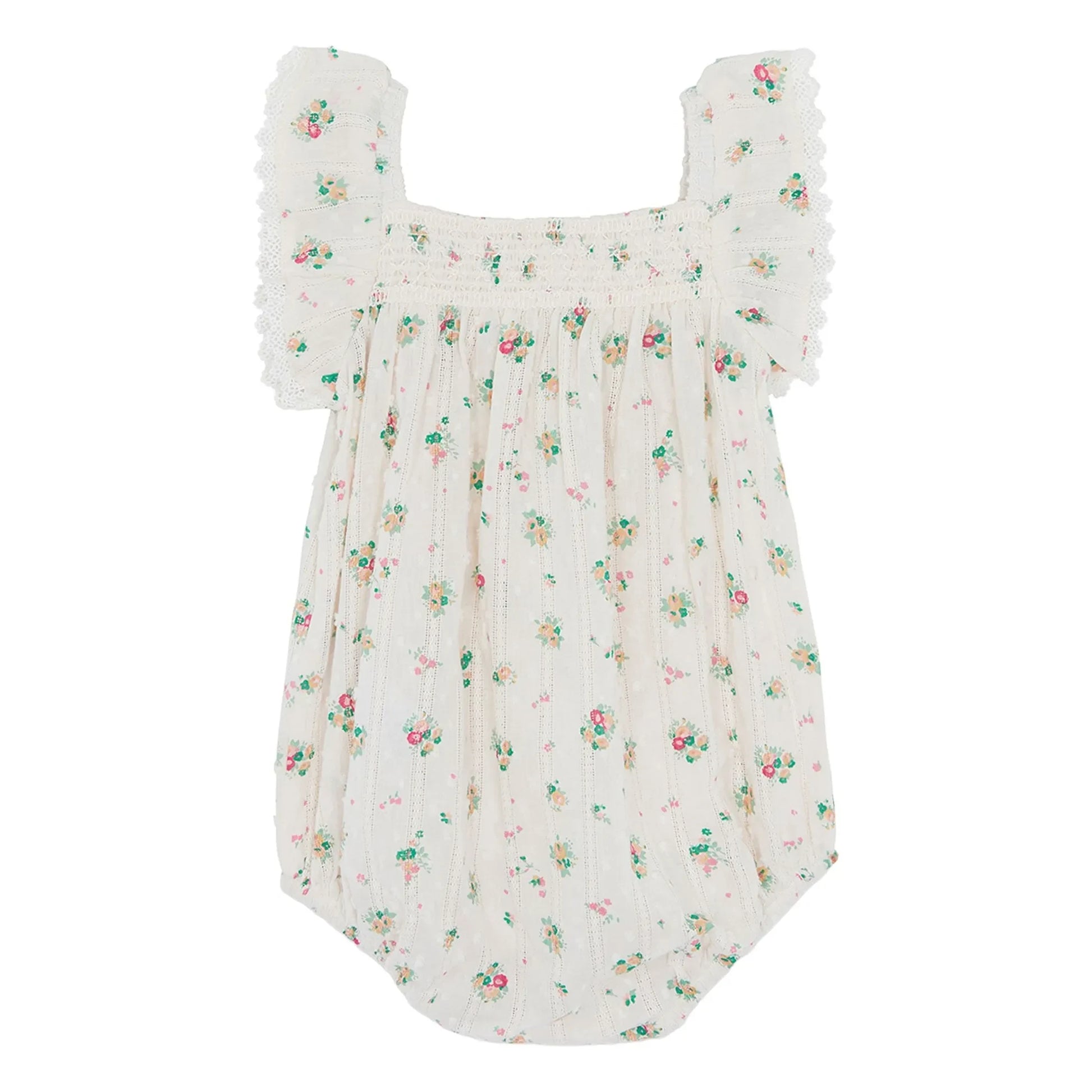 Bonton - Lalix Bouquets Smocked romper | White