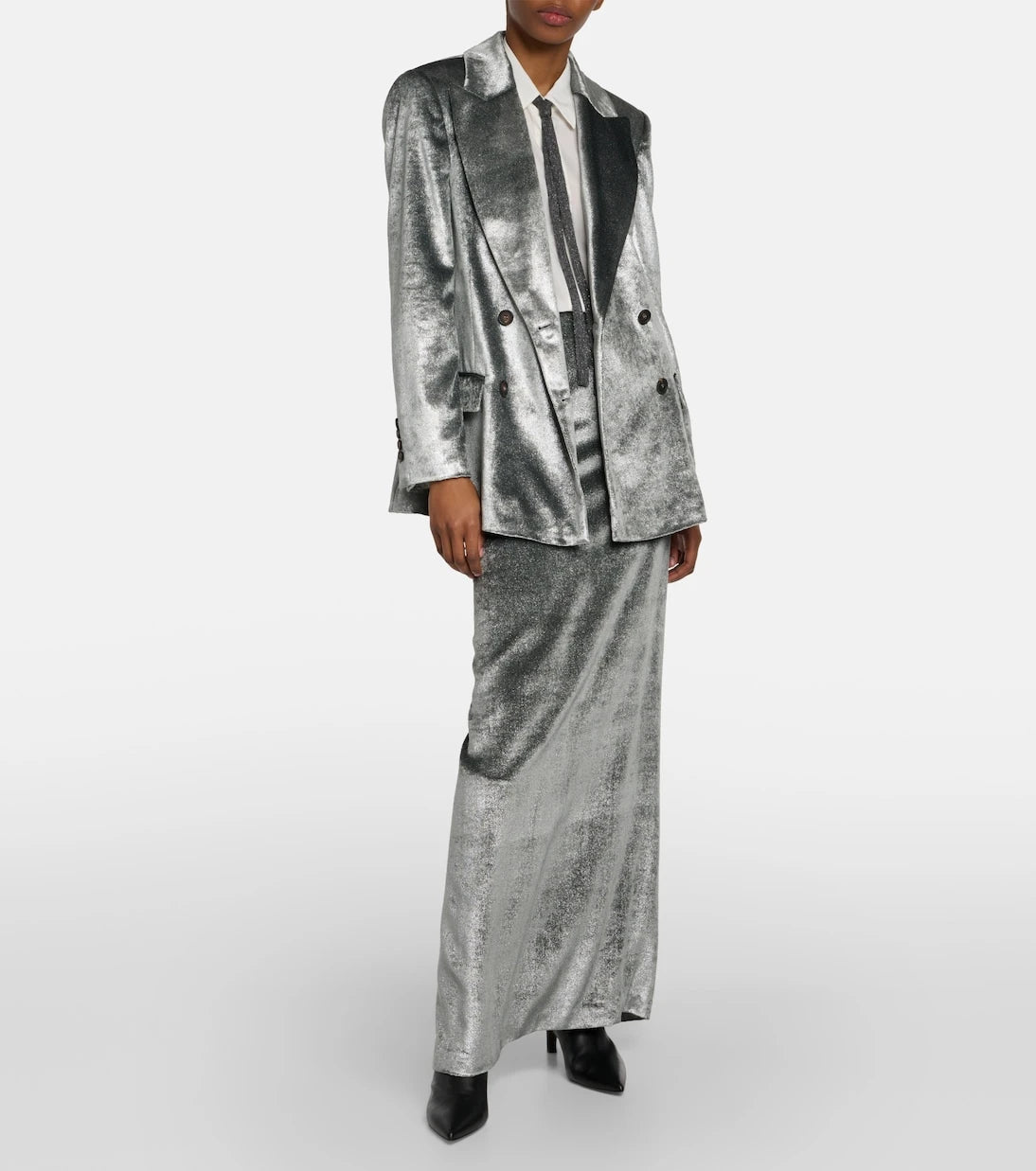 Brunello Cucinelli - High-rise velvet maxi skirt