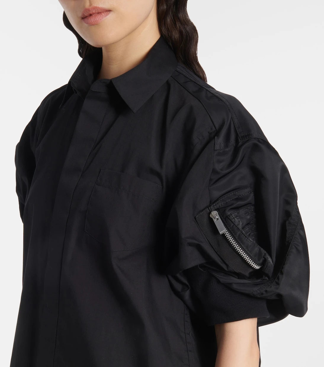 Sacai - Poplin and technical twill shirt dress