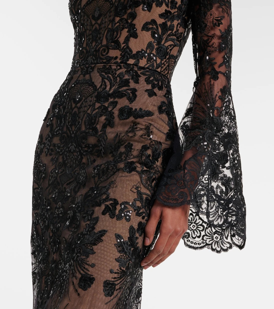 Elie Saab - Sequined off-shoulder lace gown