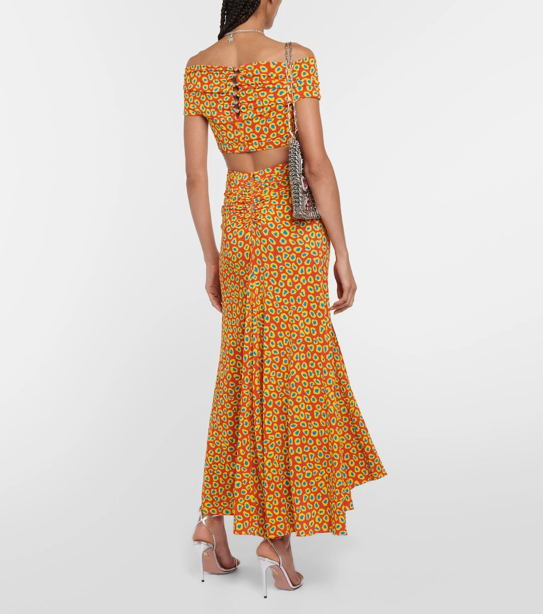 Rabanne - Printed strapless crop top