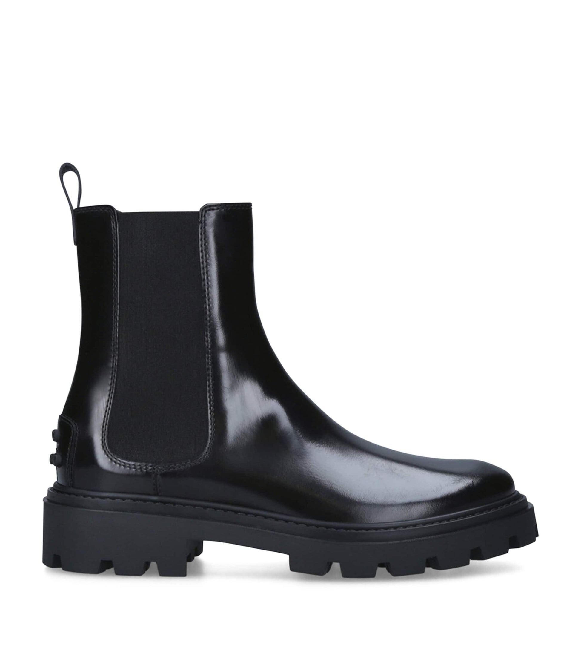 Tod's Black Leather Gomma Pesante Chelsea Boots