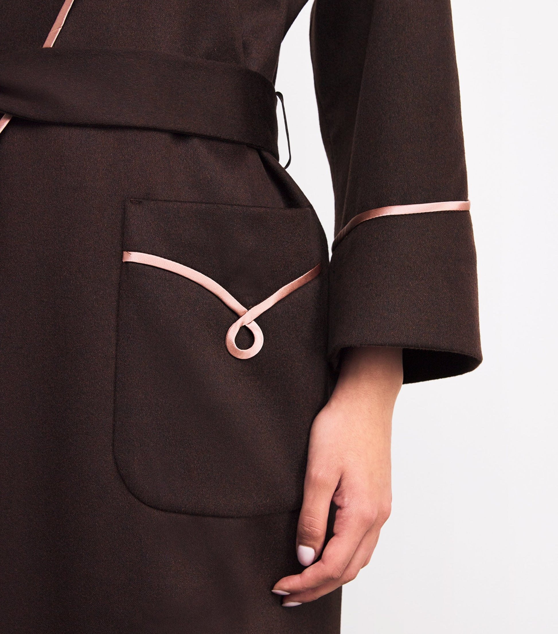 Daniel Hanson Brown Cashmere Silk-Lined Robe