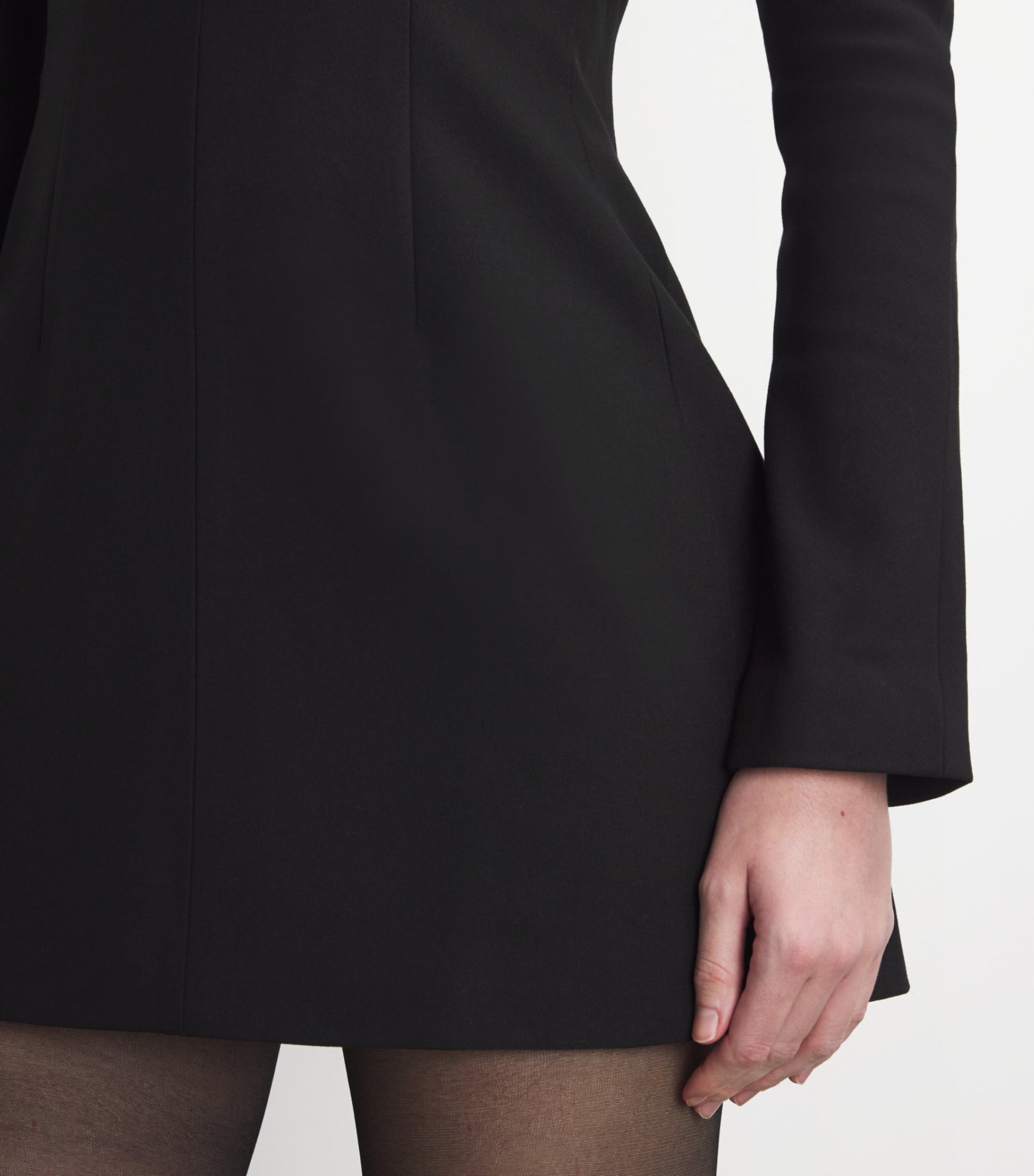 Wool Contoured Mini Dress BLACK