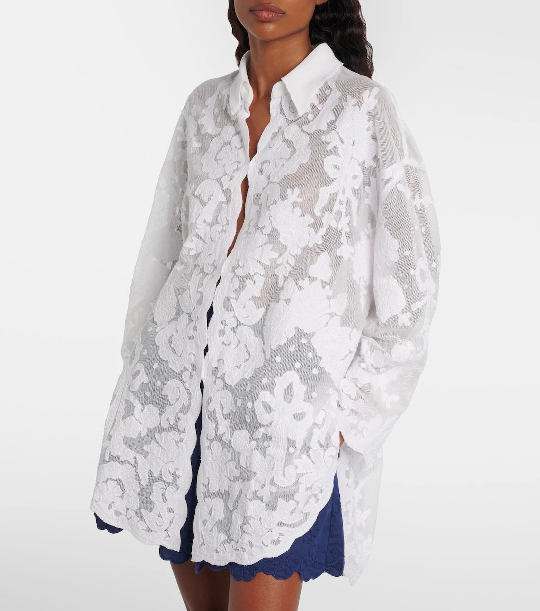 Juliet Dunn - Embroidered cotton shirt