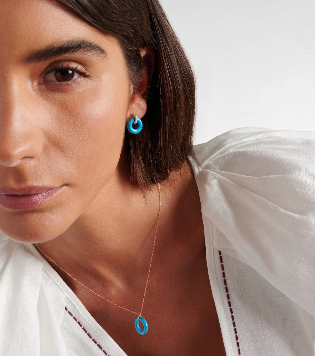 Mateo - 14kt gold earrings with turquoise and diamonds