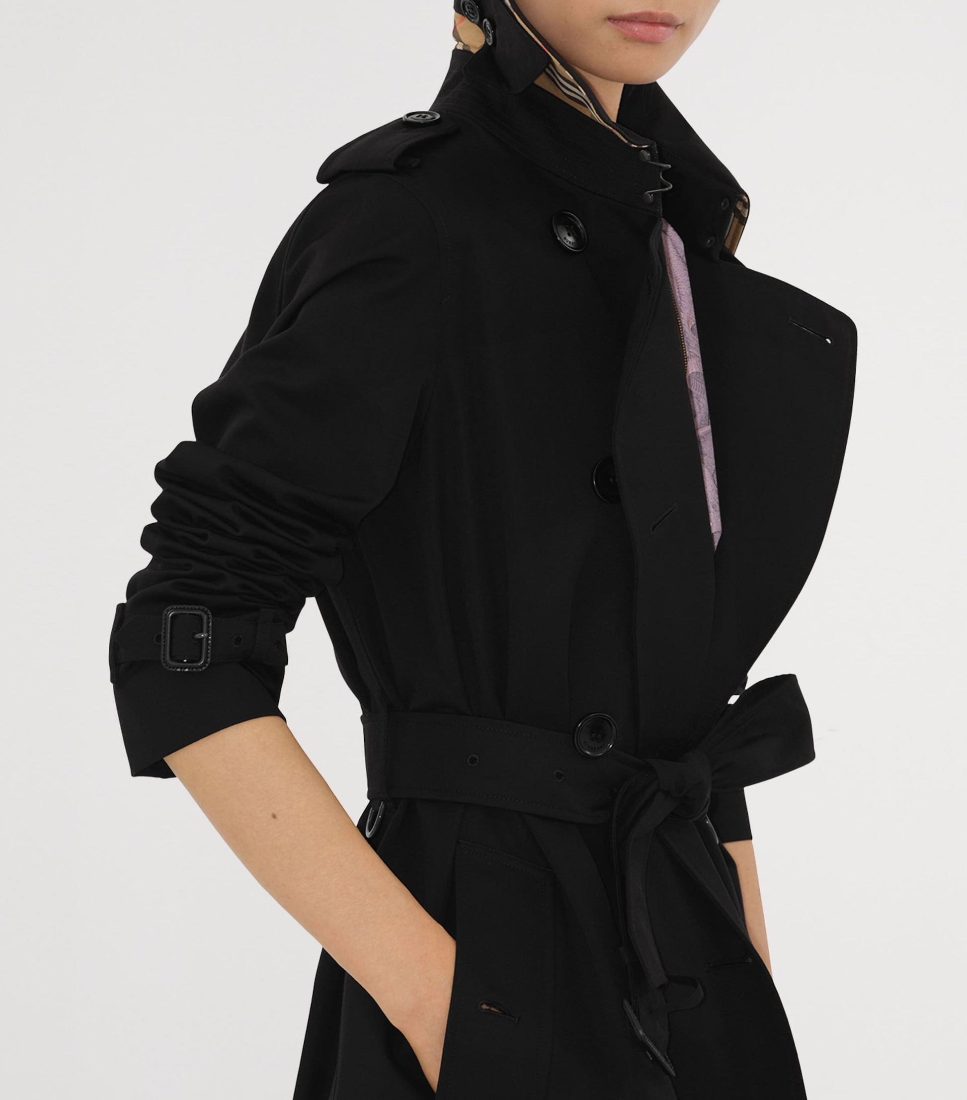 Burberry Black Gabardine Long Kensington Heritage Trench Coat