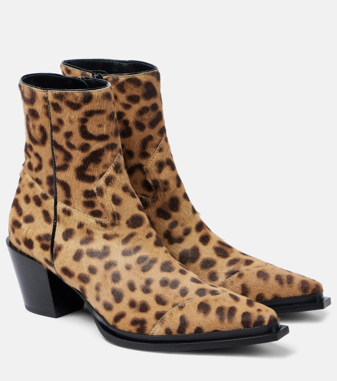 Jimmy Choo - جزمة الكاحل Cece 60 بطبعة جلد الفهد وشعر العجل
