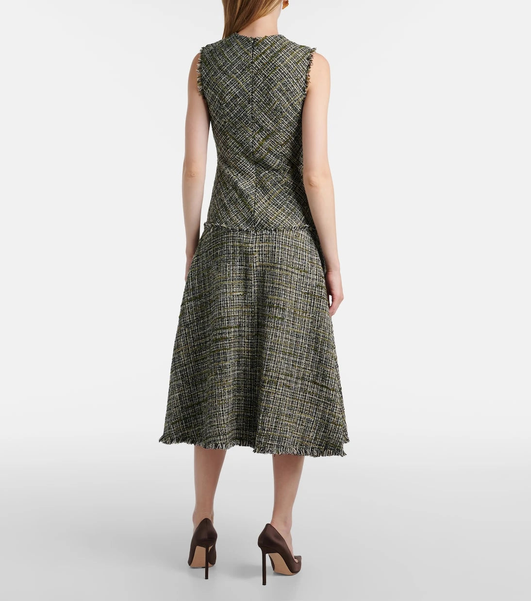 Erdem - Draped tweed midi dress