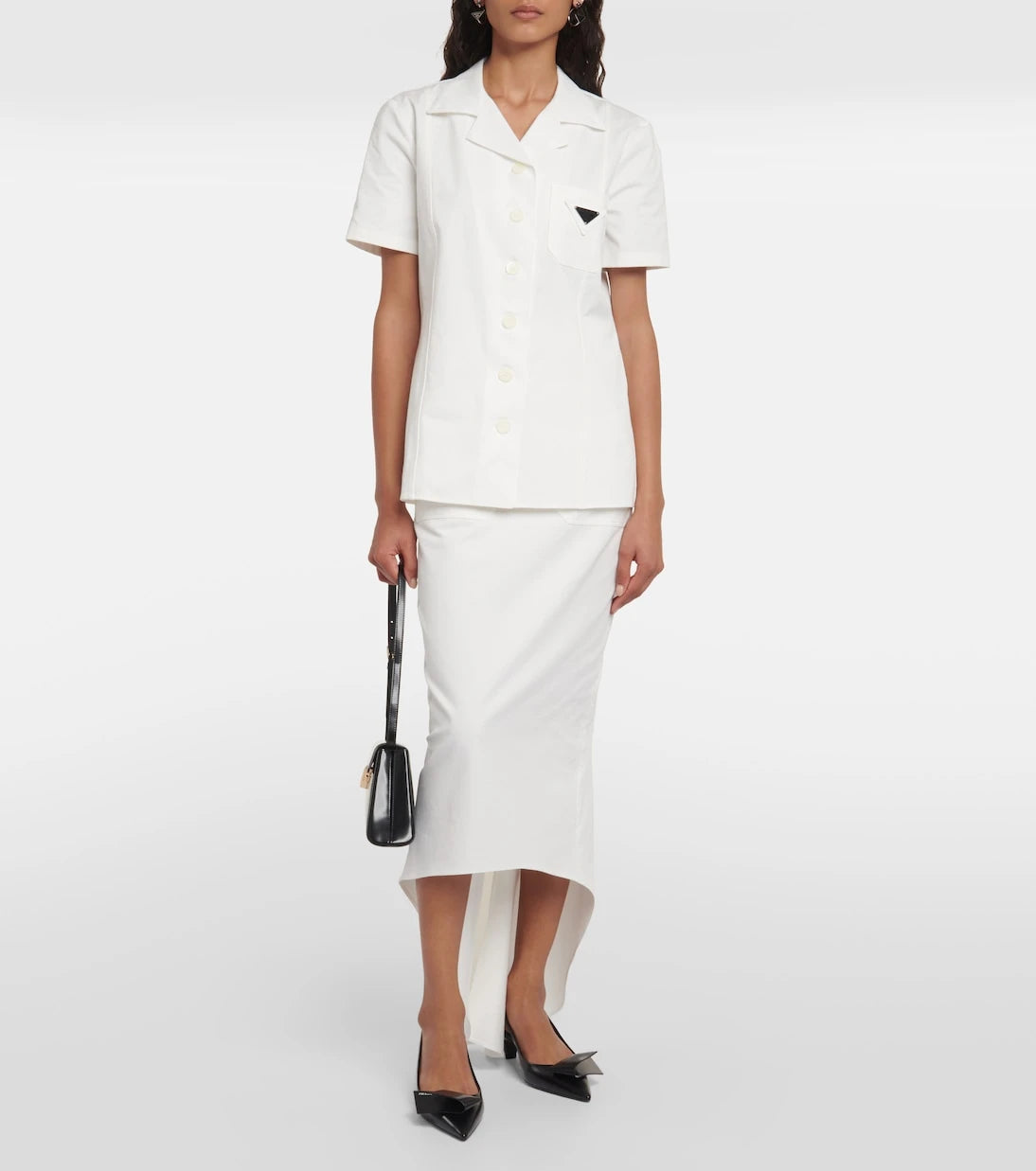 Prada - Asymmetric cotton midi skirt