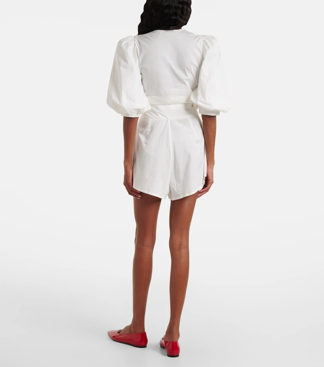 Adriana Degreas - Solid pleated cotton shorts