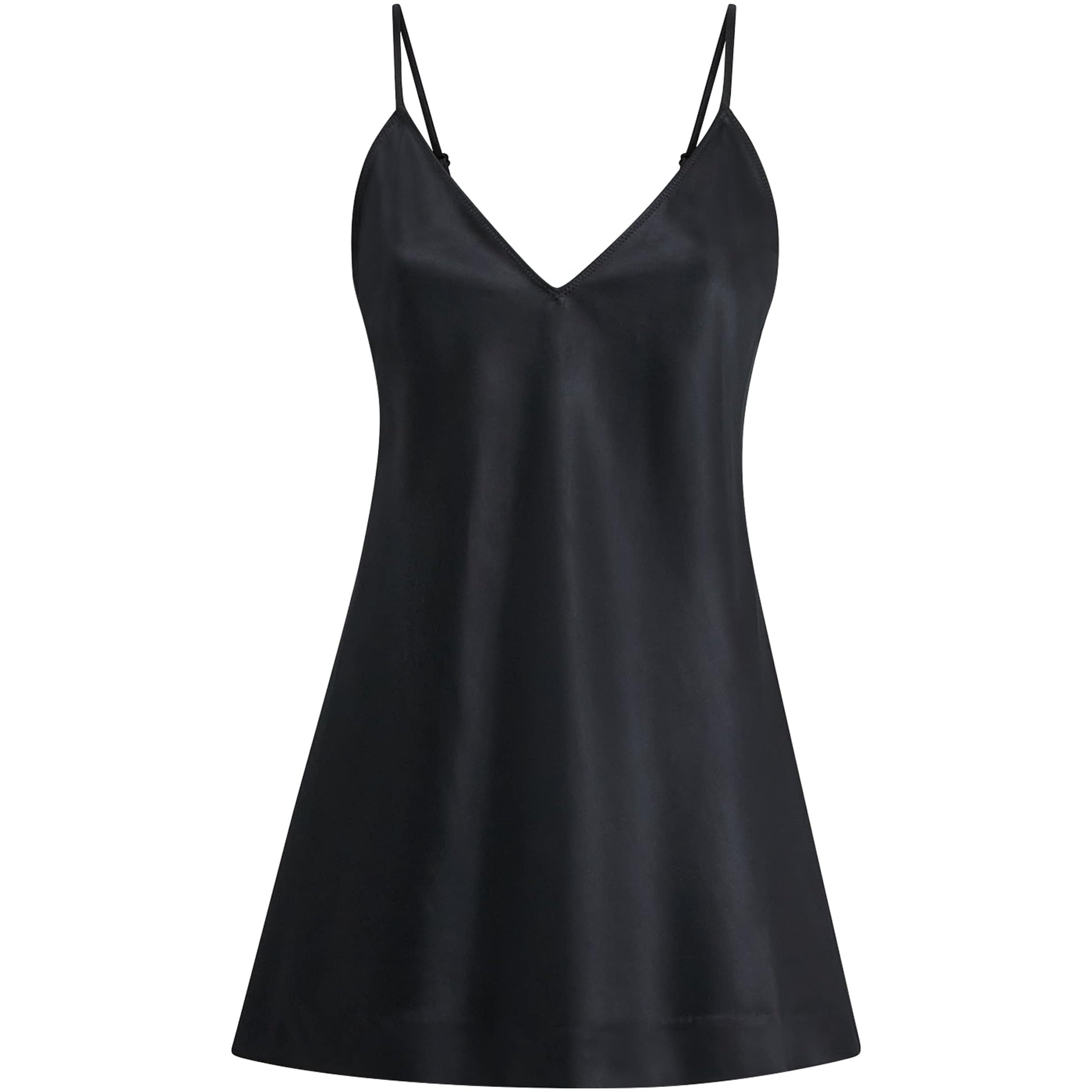 Skims Black Satin Cami Slip Dress