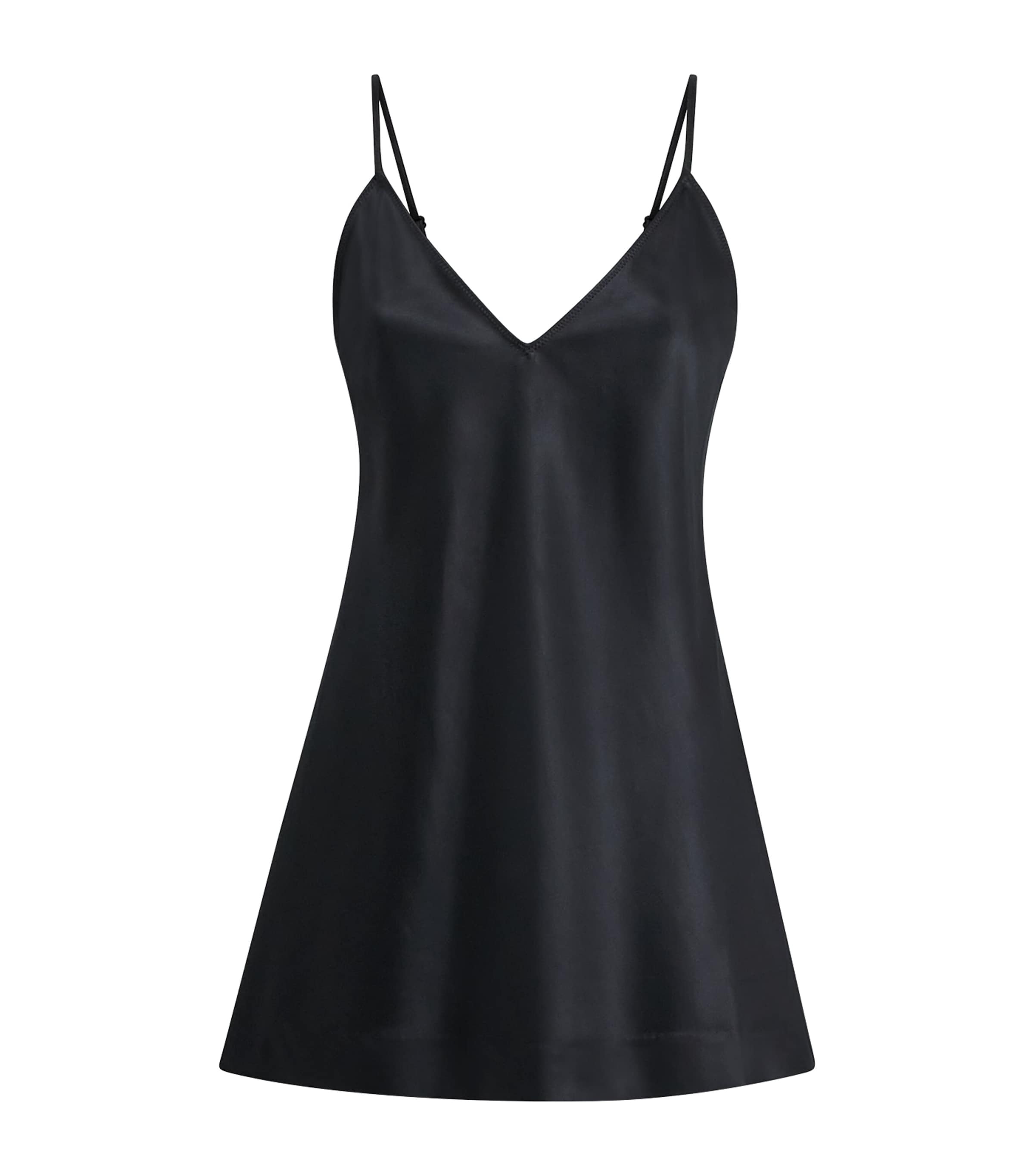 Skims Black Satin Cami Slip Dress