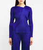 Pleats Please Issey Miyake Blue Long-Sleeve Light Wave Top
