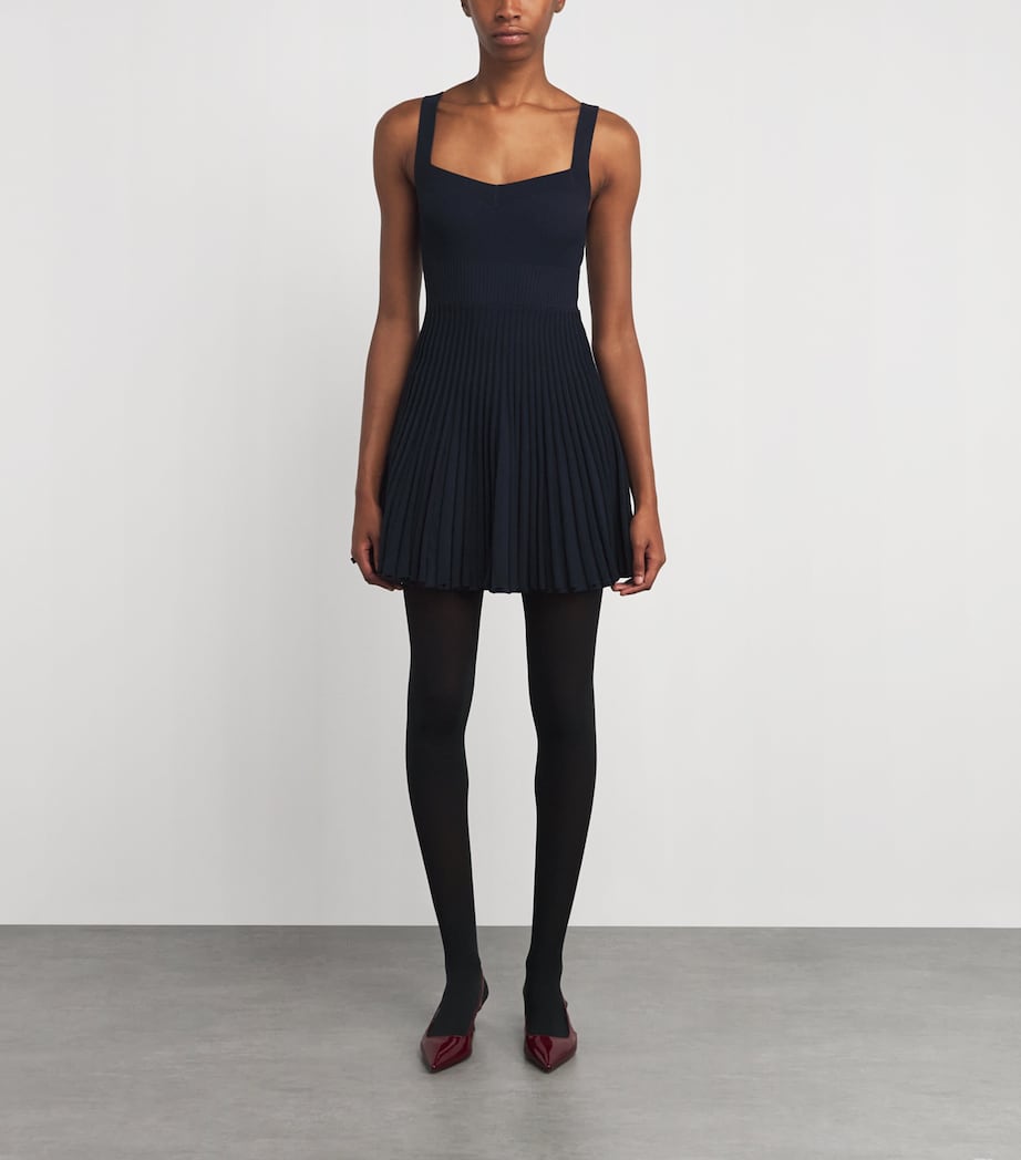 Sandro Paris Blue Rib-Knit Mini Dress